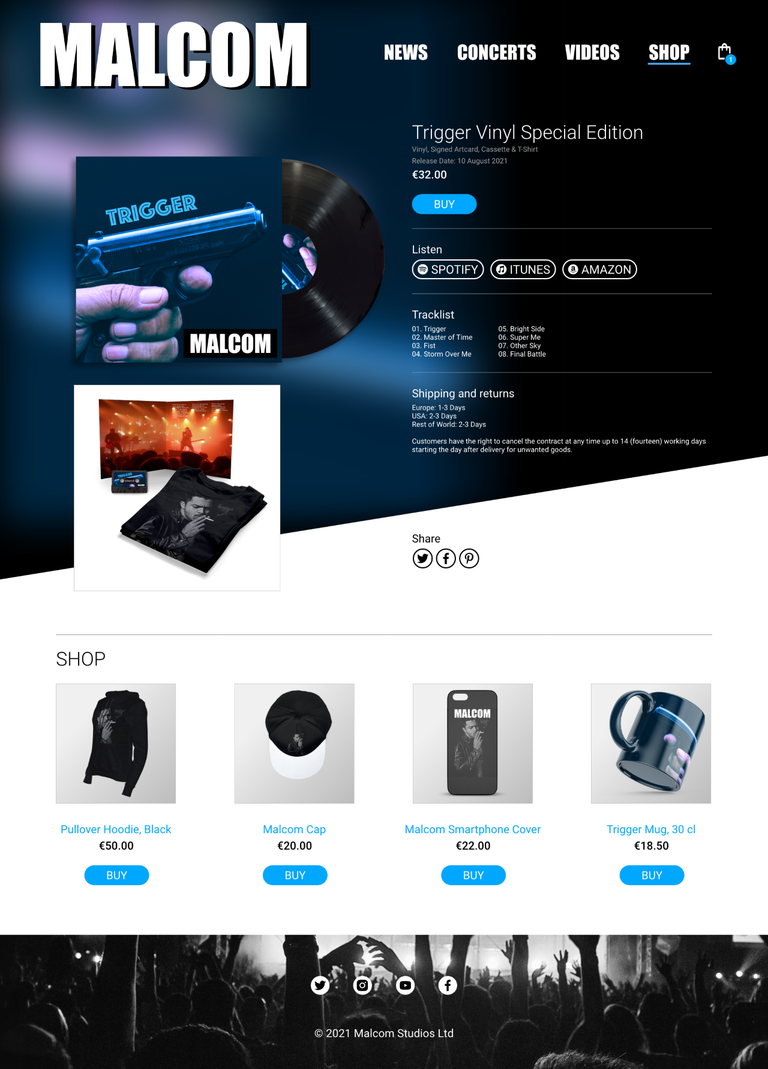 Album page after add to cart